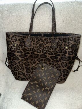 LV Leopard Print Tote Bag - Brown/Black